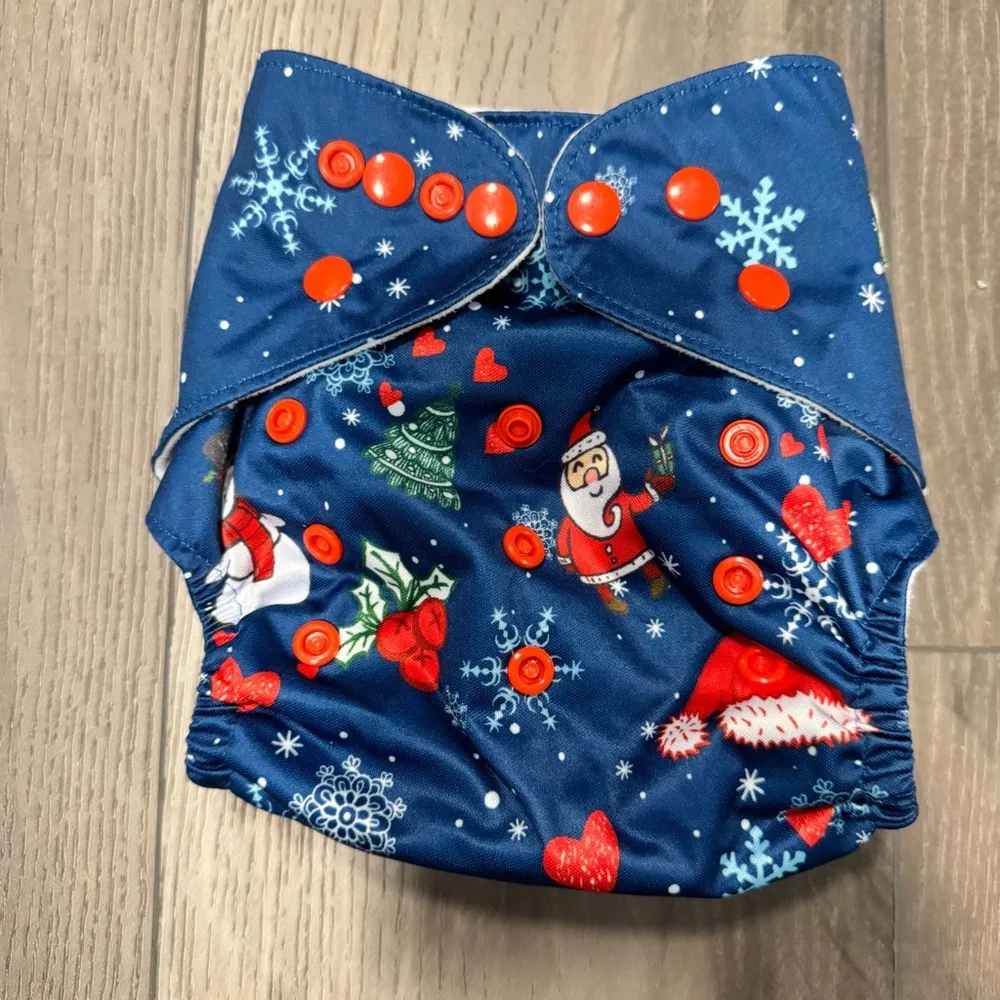 Mumsbest Reusable Cloth Diaper Merry Christmas Santa Claus Pattern
